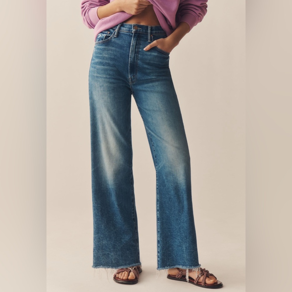 Anthropologie Mother The Maven Ankle Fray High Rise Wide Leg Jeans Size 27 New